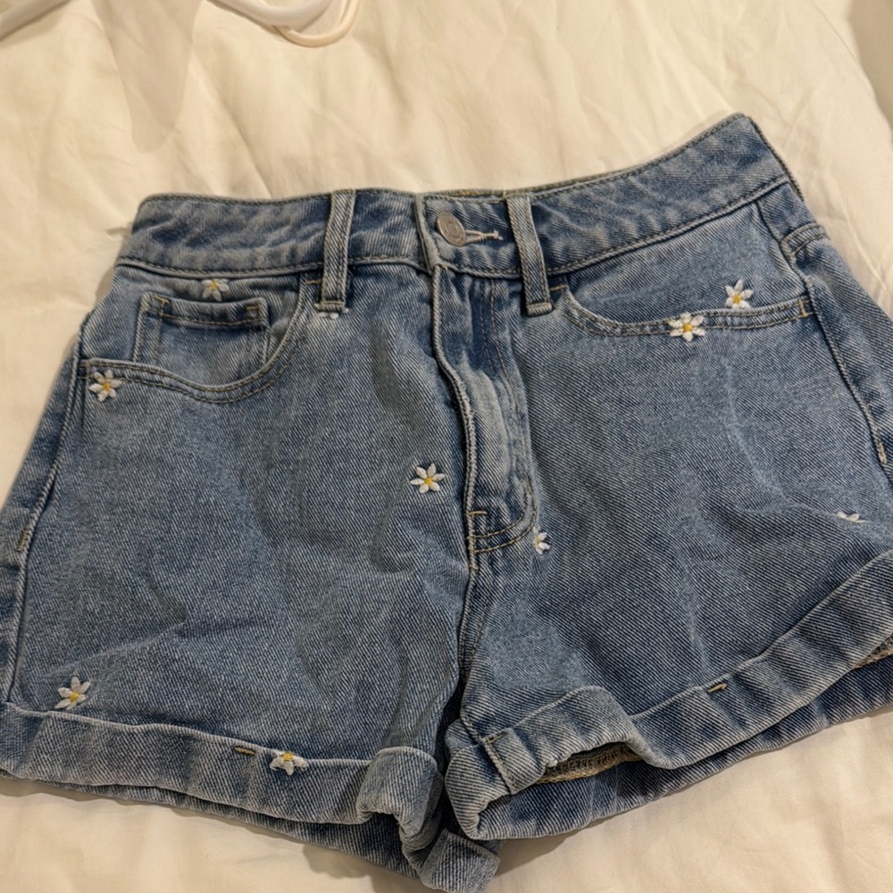 PacSun Blue Jean Shorts with Embroidered Details